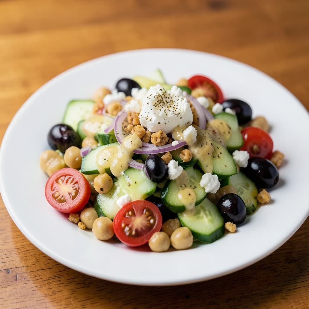 Greek Chickpea, Cucumber & Feta Salad with Lemon‑Oregano Dressing