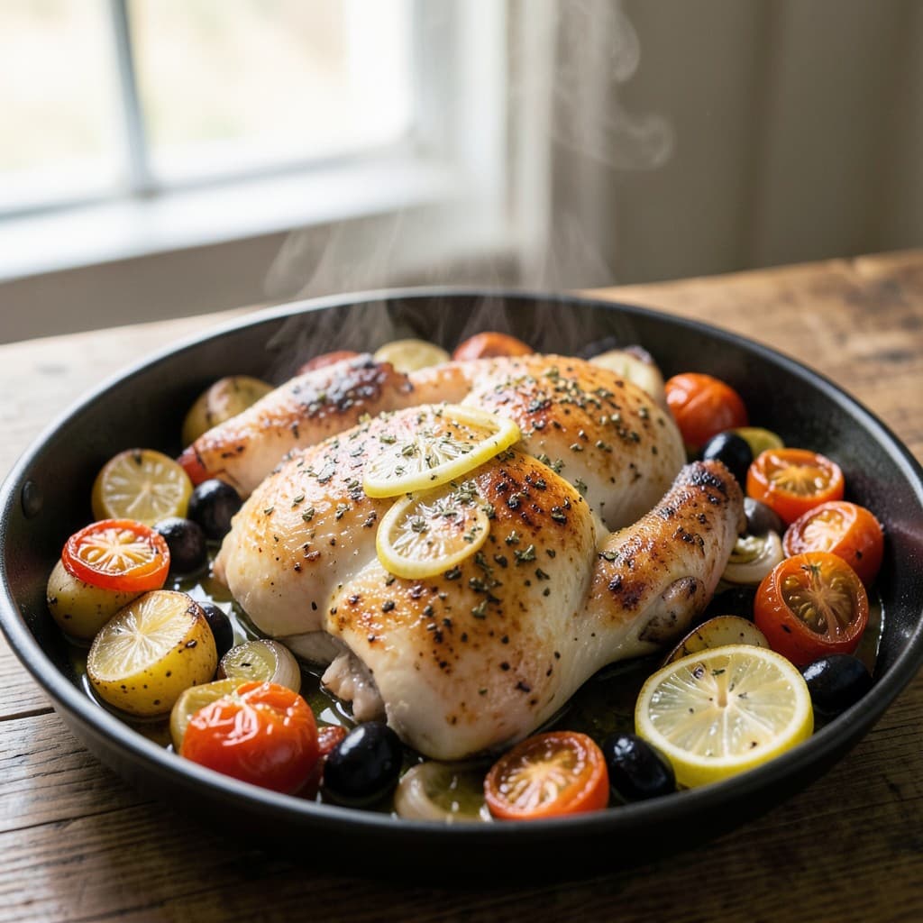 Sheet-Pan Mediterranean Lemon-Oregano Chicken with Roasted Vegetables